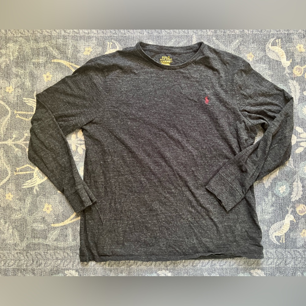 Polo Ralph Lauren dark gray long sleeve slim fit crew neck T-Shirt